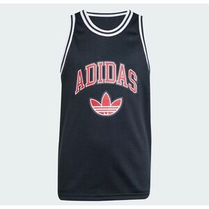 NEW ADIDAS Boys ORIGINALS TANK TOP Jersey Sz L JW1983 BLACK Red Trefoil Logo $45
